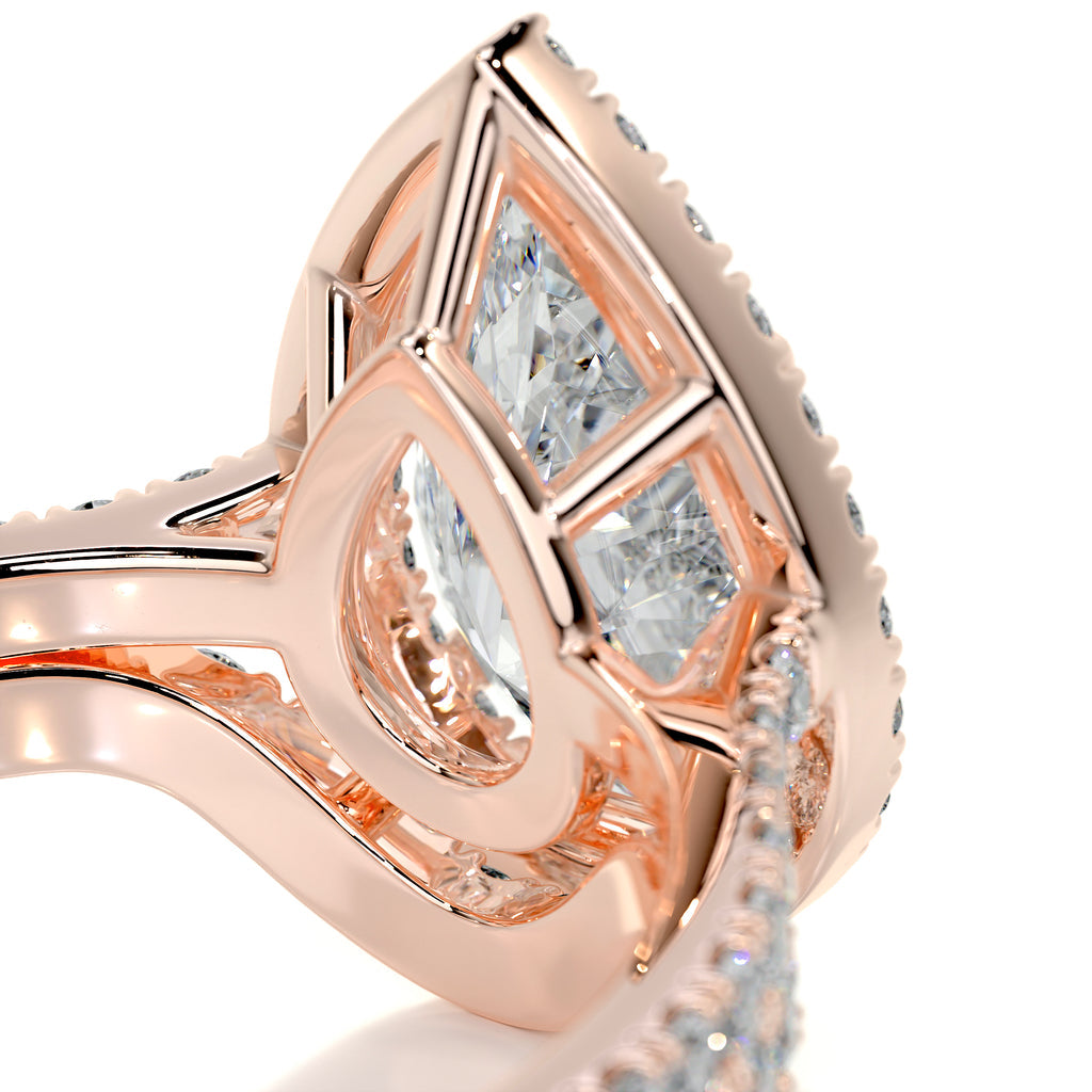 2.0 CT Pear Halo CVD F/VS Diamond Bridal Set