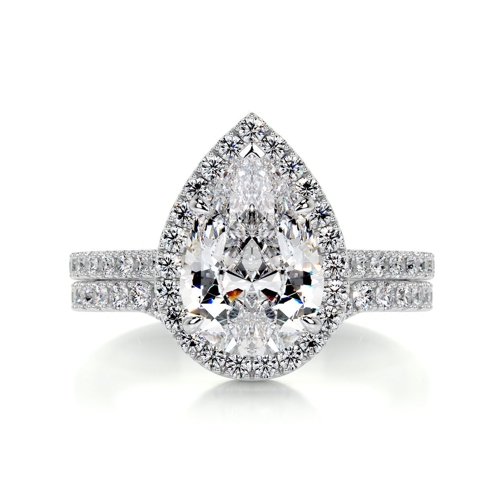 2.0 CT Pear Halo CVD F/VS Diamond Bridal Set