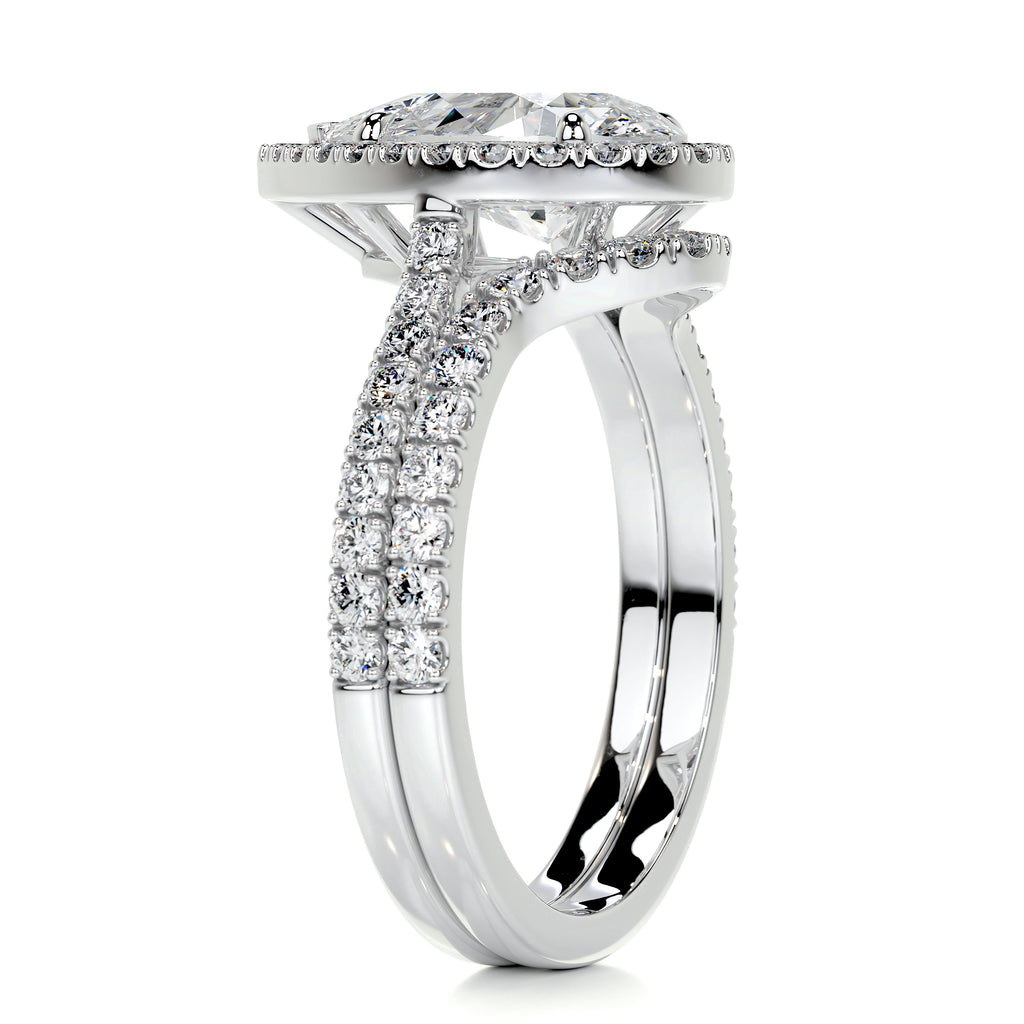 2.0 CT Pear Halo CVD F/VS Diamond Bridal Set