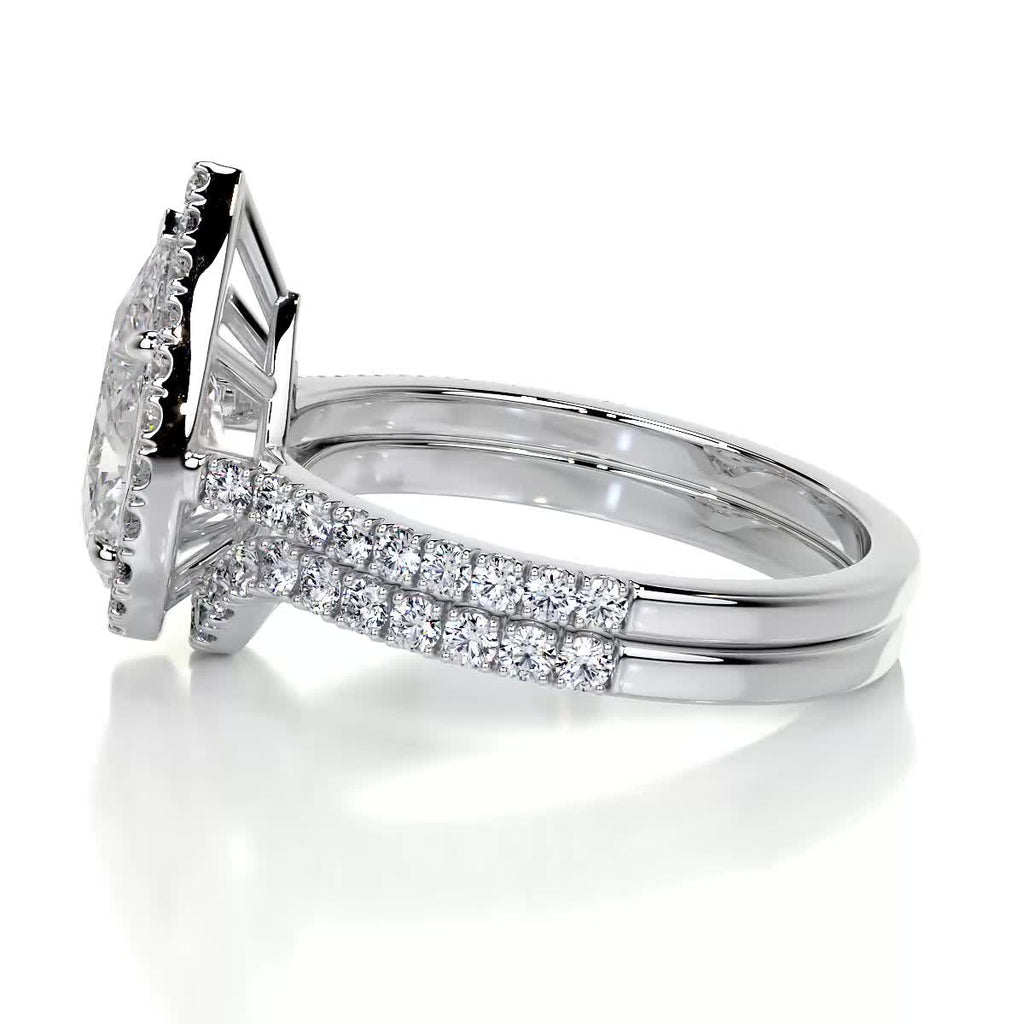 2.0 CT Pear Halo CVD F/VS Diamond Bridal Set