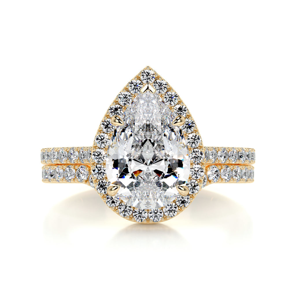 2.0 CT Pear Halo CVD F/VS Diamond Bridal Set