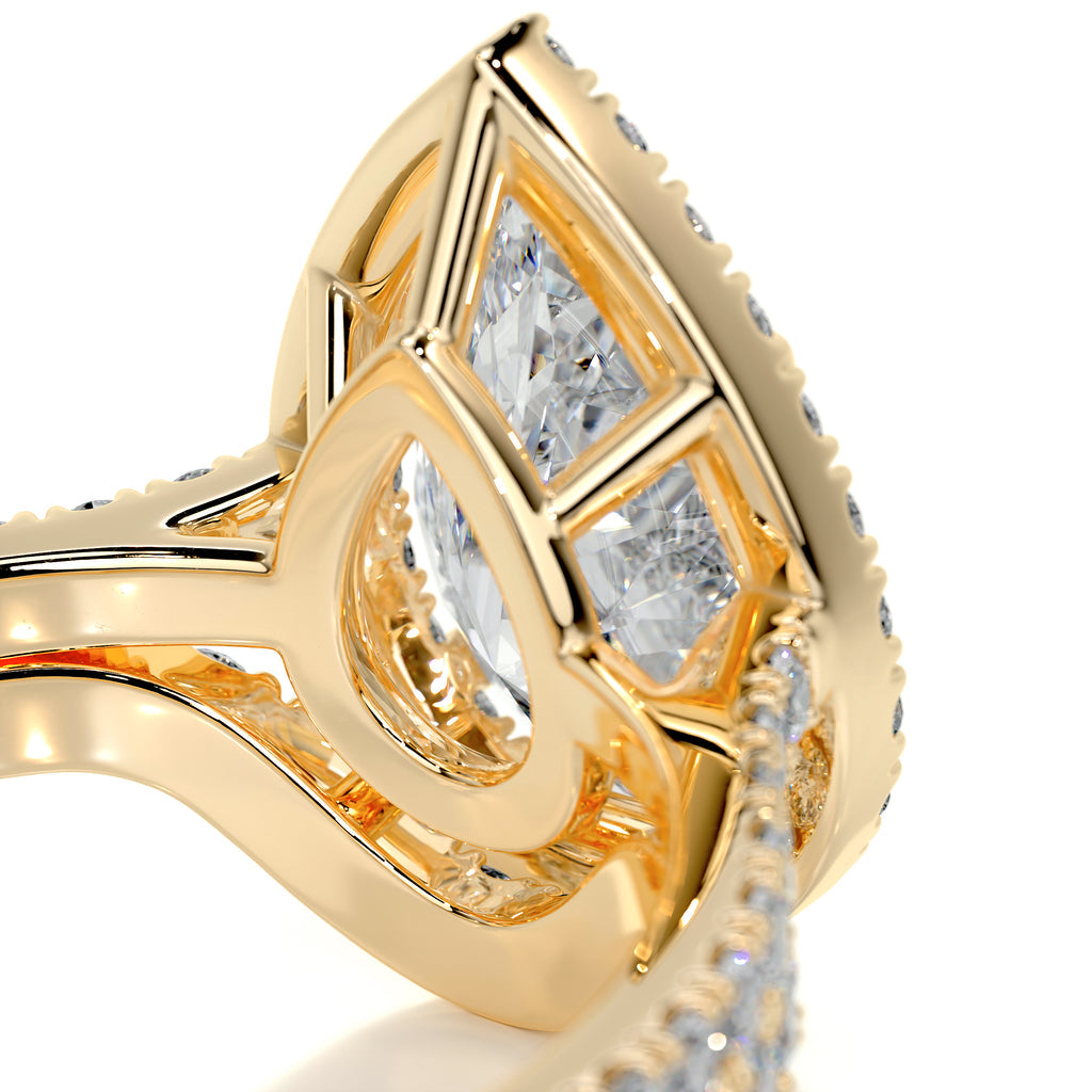 2.0 CT Pear Halo CVD F/VS Diamond Bridal Set
