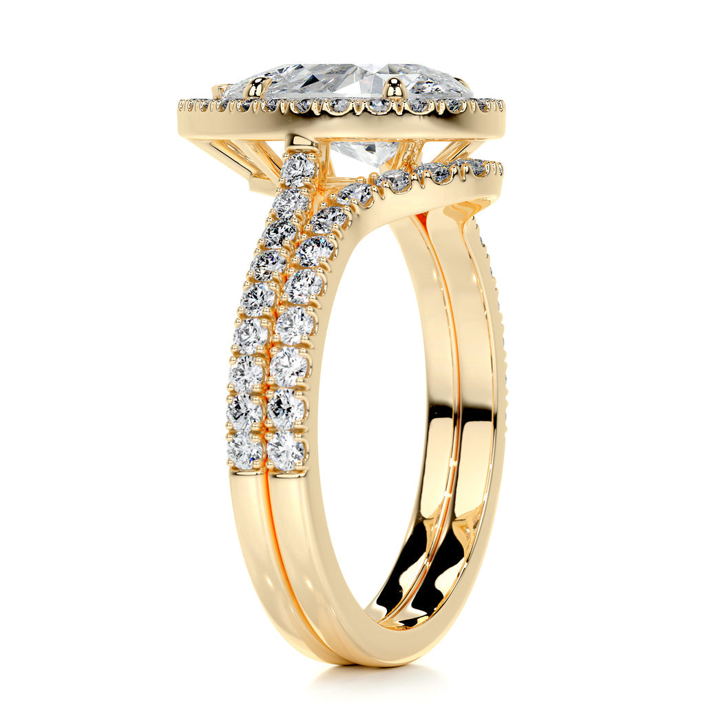2.0 CT Pear Halo CVD F/VS Diamond Bridal Set