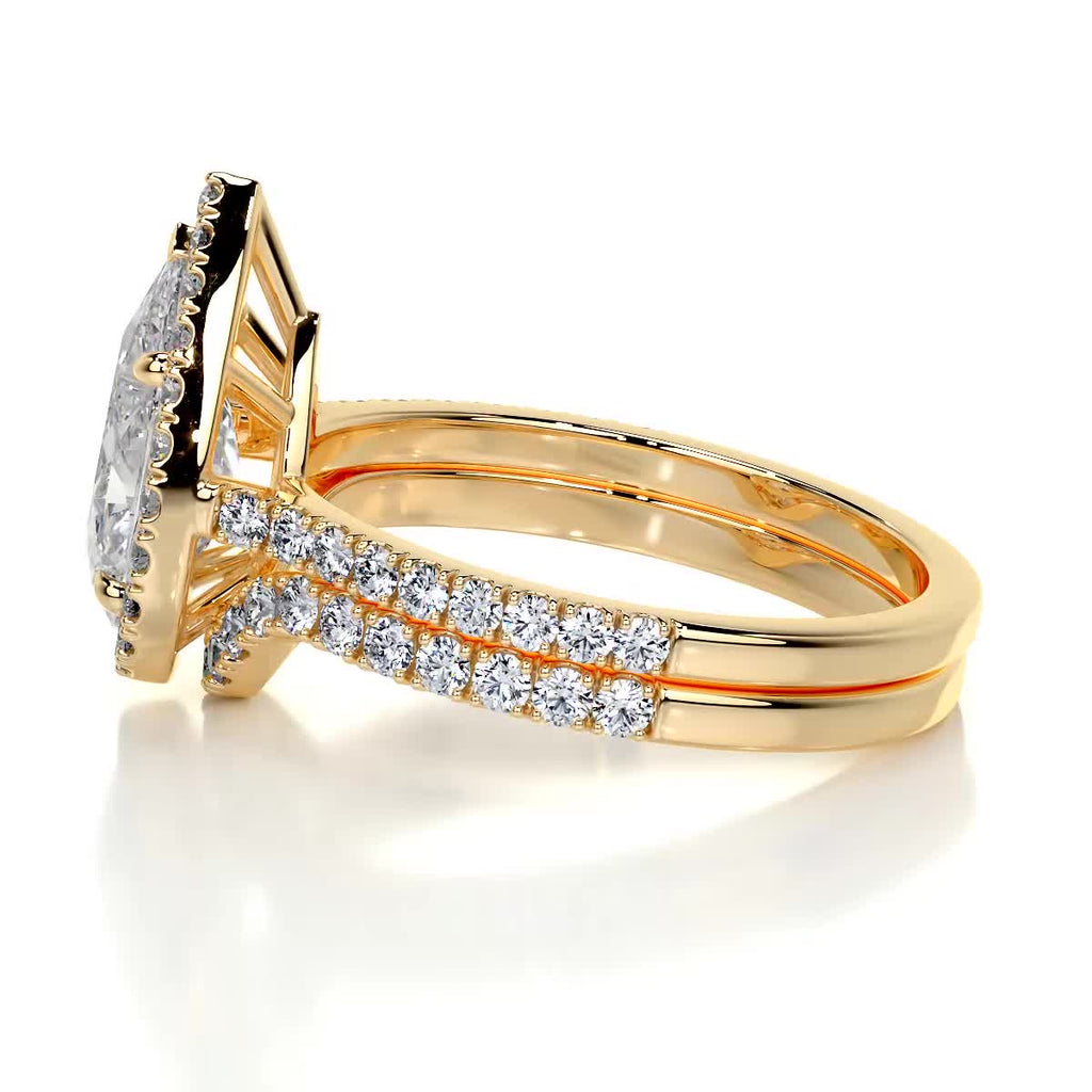 2.0 CT Pear Halo CVD F/VS Diamond Bridal Set