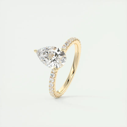 2 CT Pear Solitaire CVD F/VS1 Diamond Engagement Ring