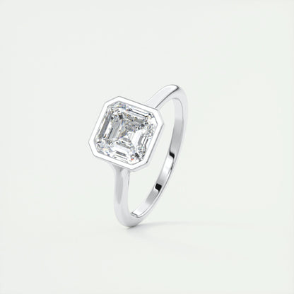 2 CT Asscher Bezel CVD F/VS1 Diamond Engagement Ring