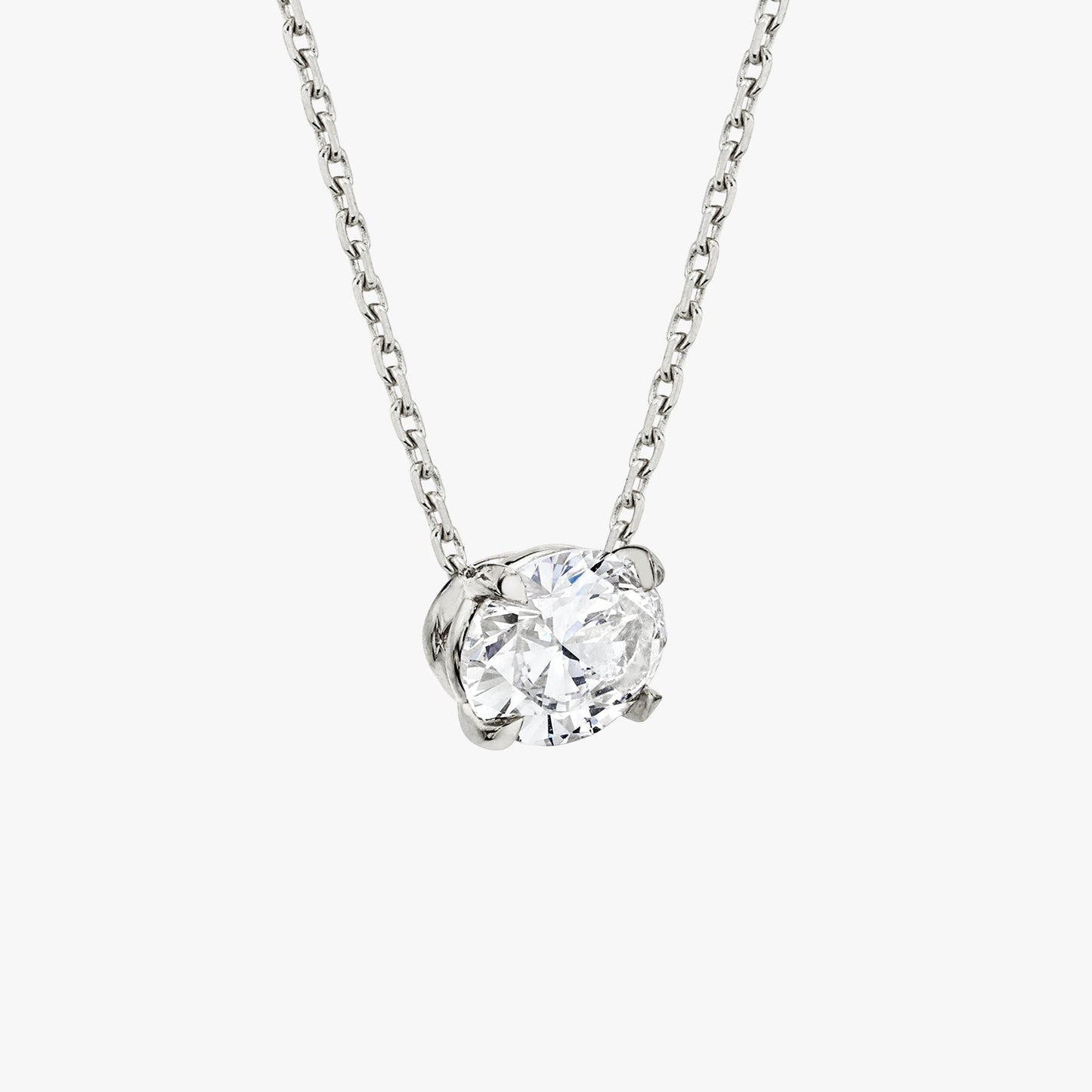 0.25 CT-1.0 CT Oval Solitaire CVD F/VS Diamond Necklace