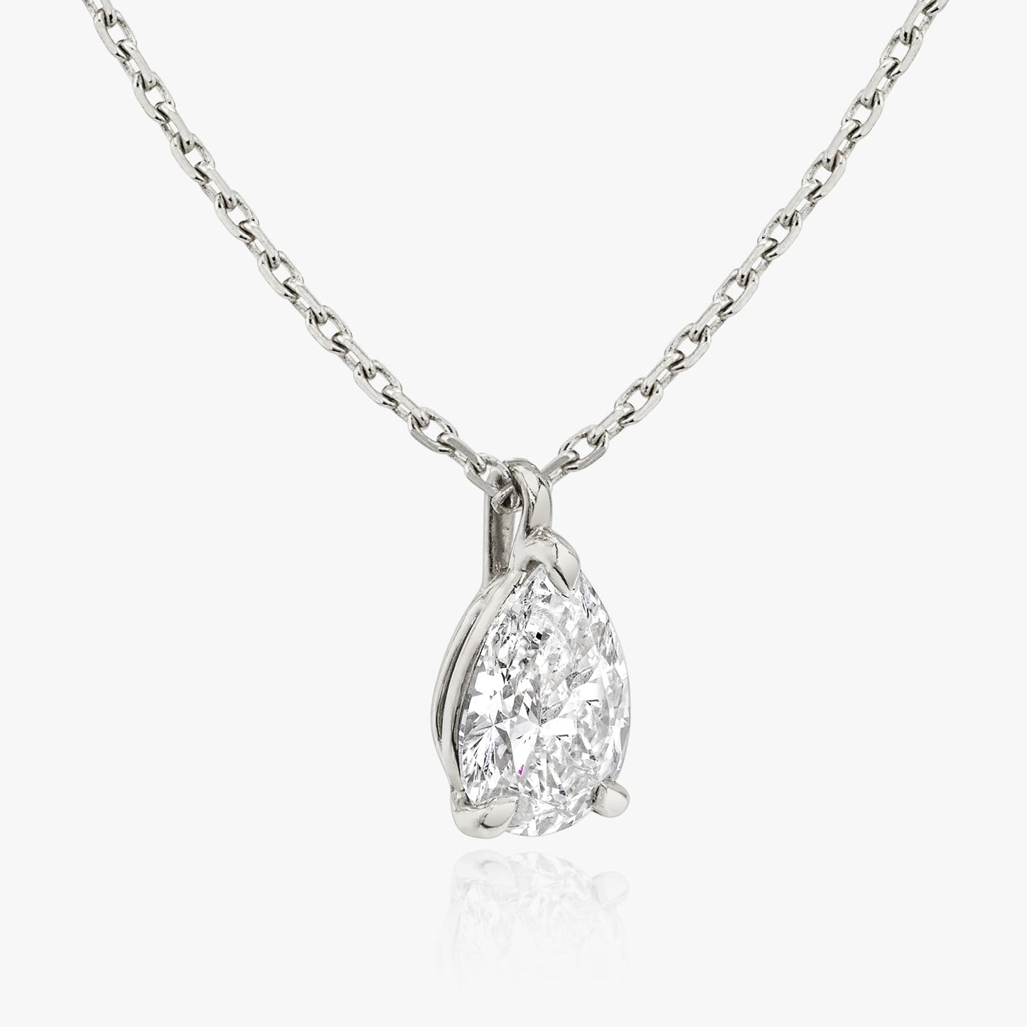 0.25 CT-1.0 CT Pear Solitaire CVD F/VS Diamond Necklace