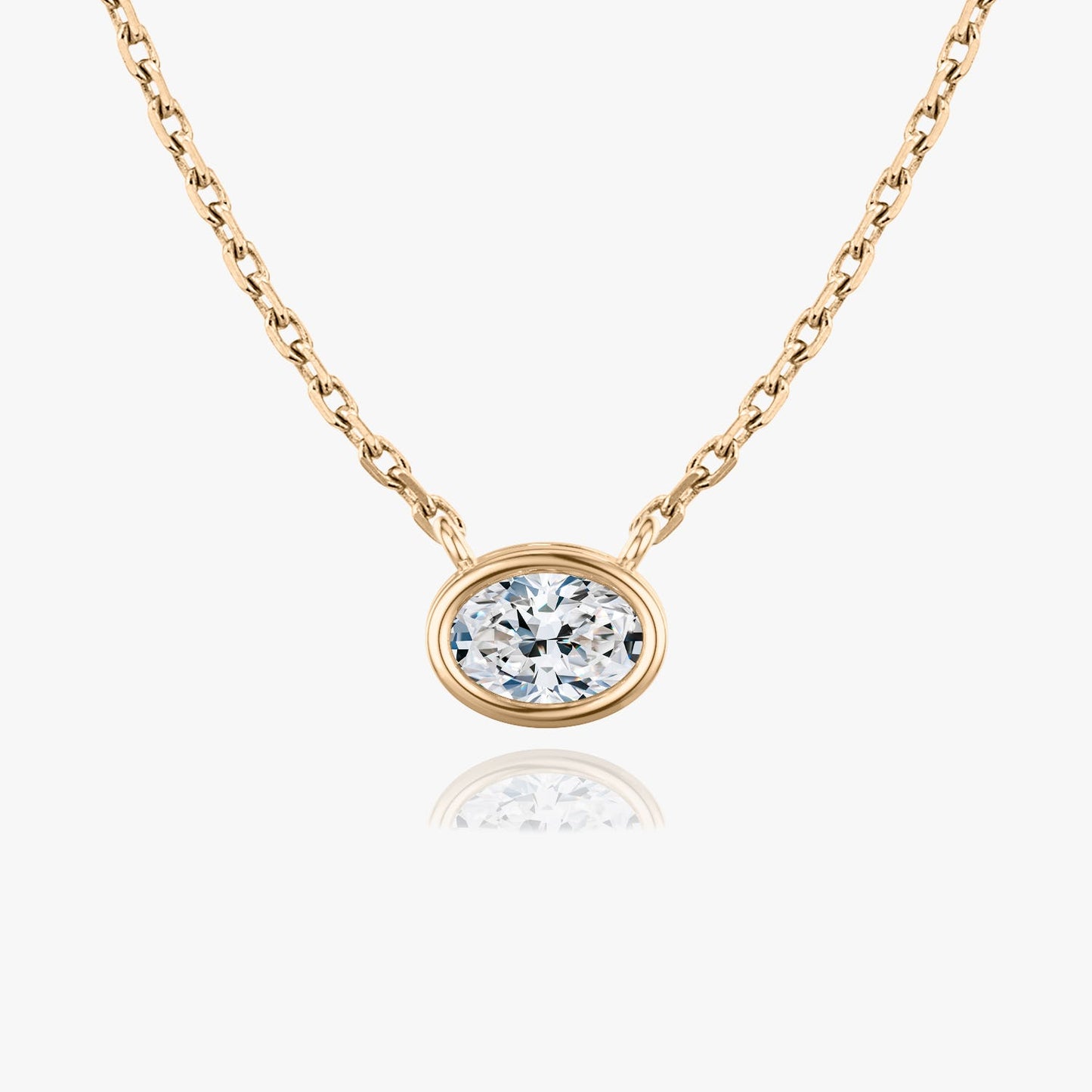 0.25 CT-1.0 CT Oval Bezel Solitaire CVD F/VS Diamond Necklace