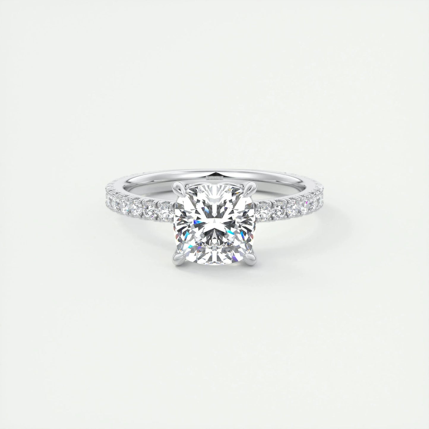 2 CT Cushion Solitaire CVD F/VS1 Diamond Engagement Ring