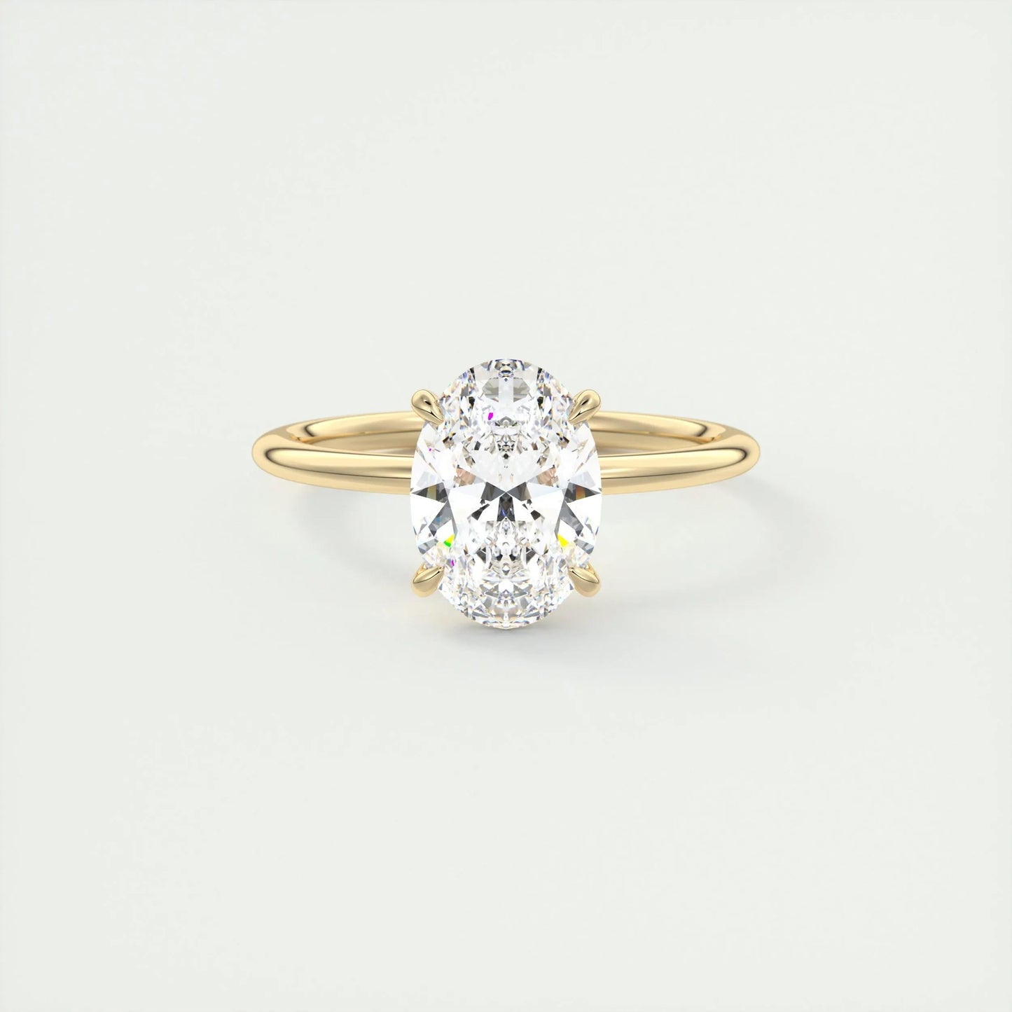 2 CT Oval Solitaire CVD F/VS1 Diamond Engagement Ring