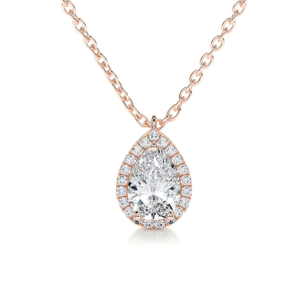 1.50 CT Pear Halo CVD F/VS Diamond Necklace