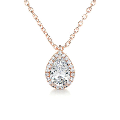 1.50 CT Pear Halo CVD F/VS Diamond Necklace