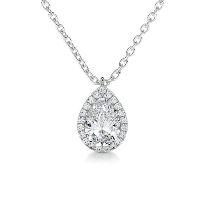 1.50 CT Pear Halo CVD F/VS Diamond Necklace