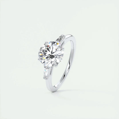 2 CT Round Three Stone CVD F/VS1 Diamond Engagement Ring