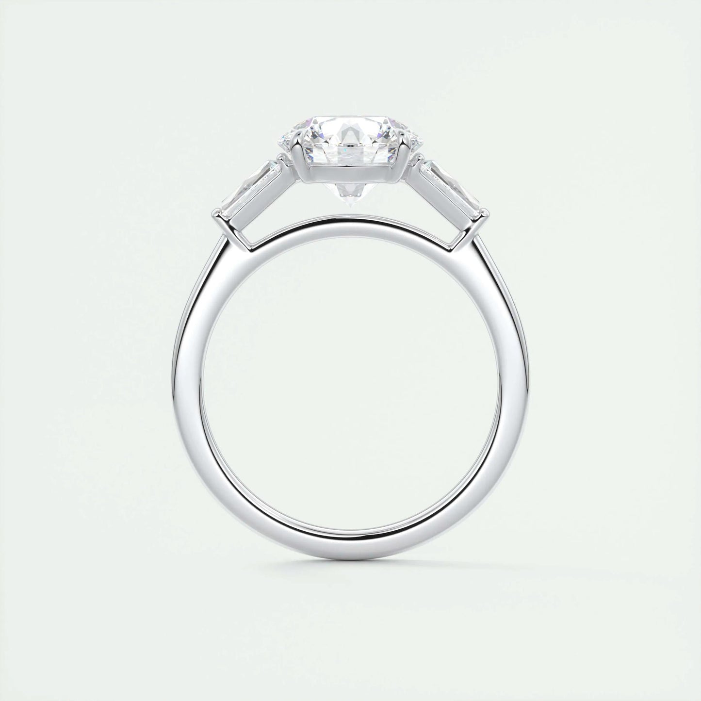 2 CT Round Three Stone CVD F/VS1 Diamond Engagement Ring