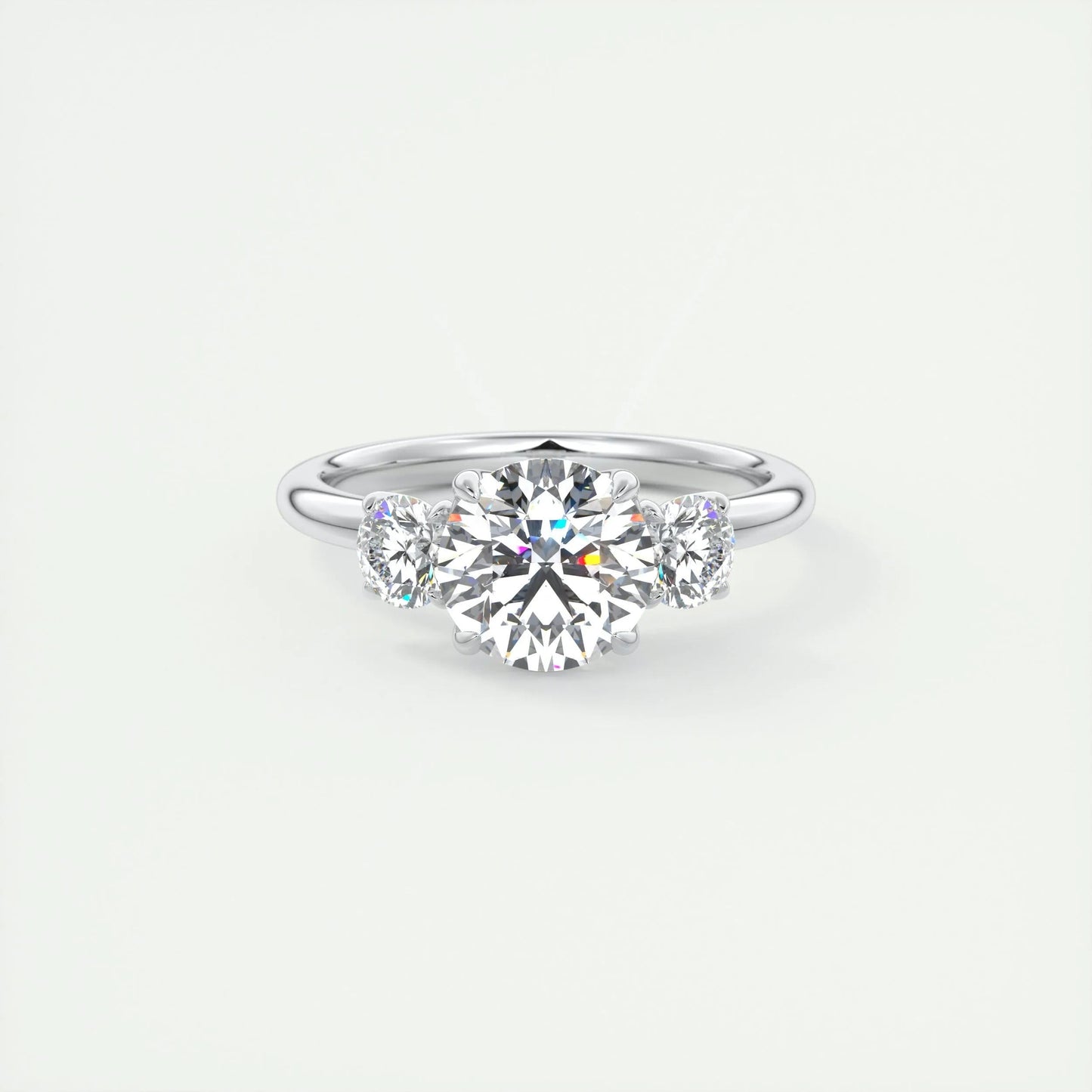 1.5 CT Round 3 Stones CVD F/VS1 Diamond Engagement Ring