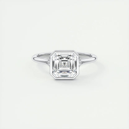 2 CT Asscher Bezel CVD F/VS1 Diamond Engagement Ring