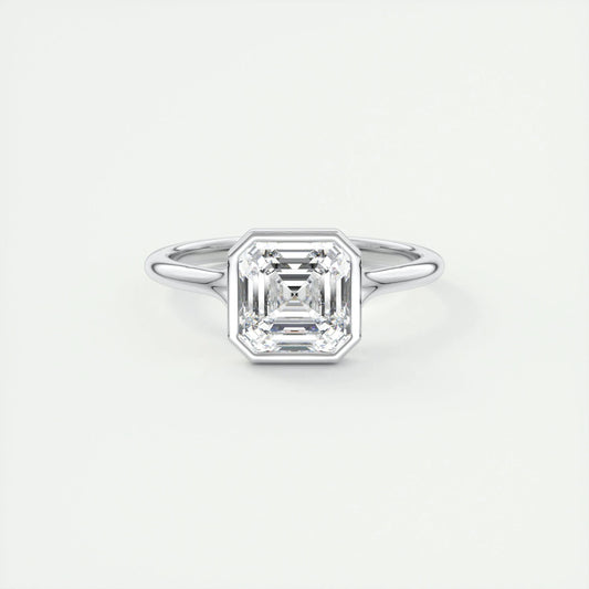 2 CT Asscher Bezel CVD F/VS1 Diamond Engagement Ring