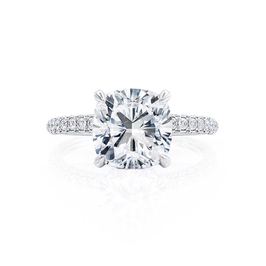 1.0 CT Cushion Hidden Halo CVD F/VVS2 Diamond Engagement Ring