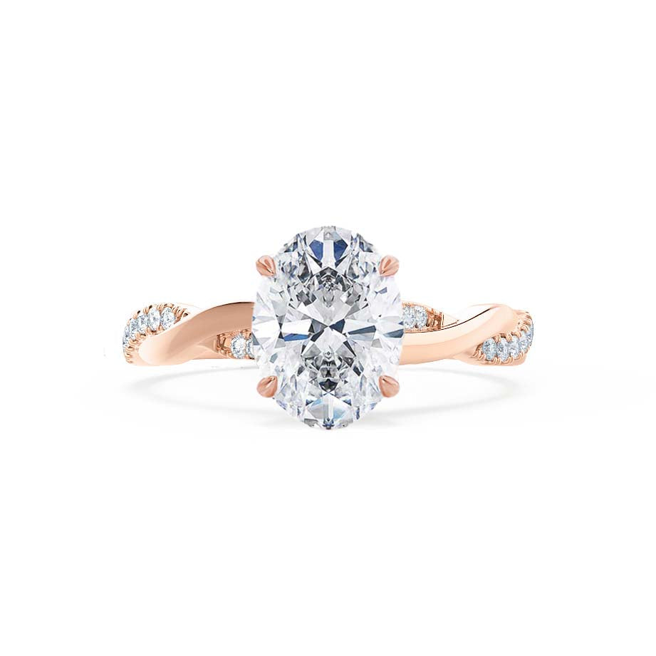 1.50 CT Oval Solitaire Twisted CVD F/VS1 Diamond Engagement Ring