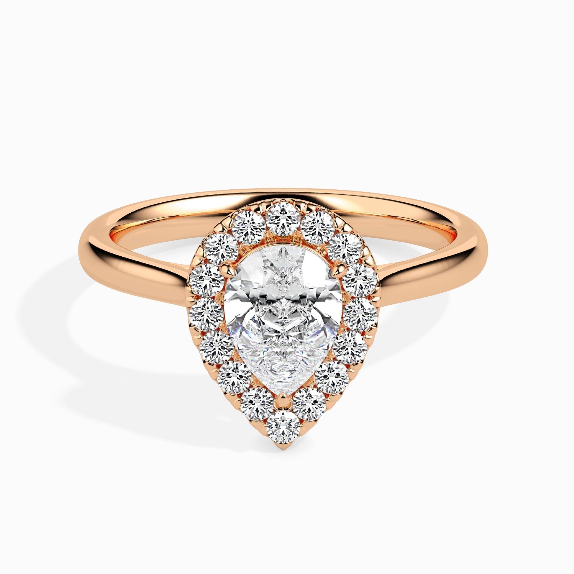 1ct Pear F- VS Diamond Halo Engagement Ring