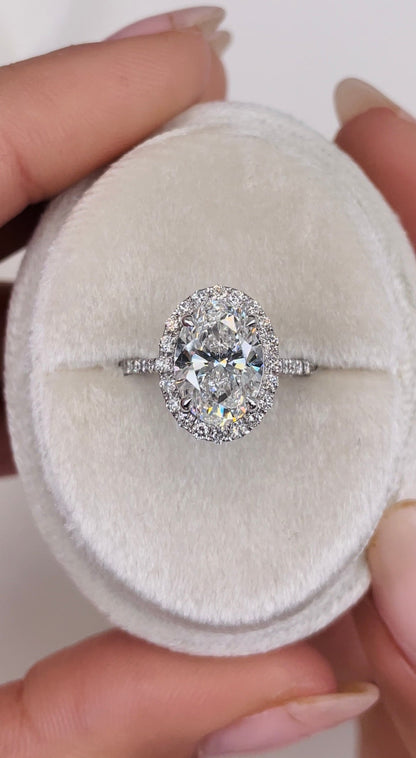 2.58ct Oval E- VS Halo & Pave Diamond Engagement Ring