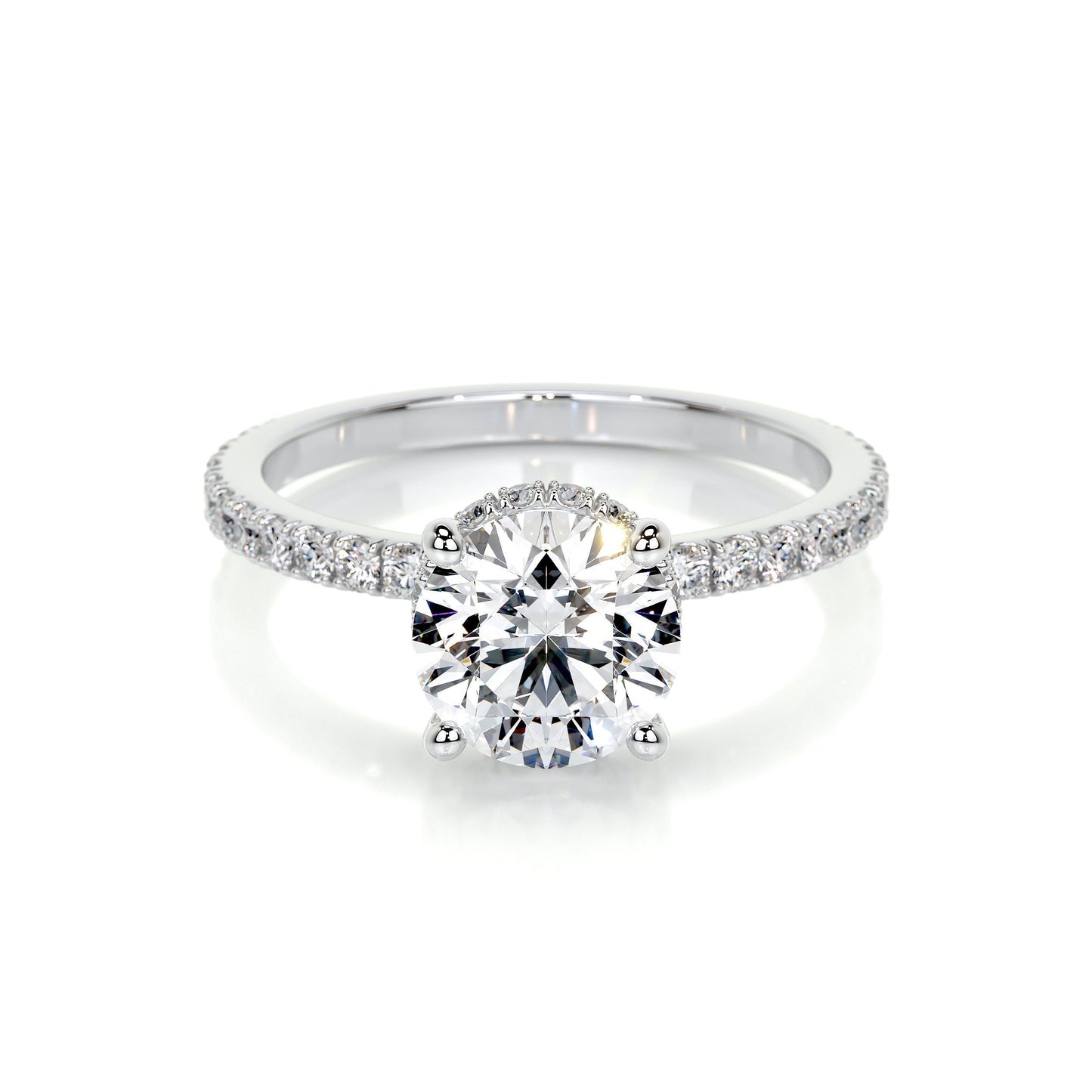 1.50 CT Round Hidden Halo CVD E/VS2 Diamond Engagement Ring