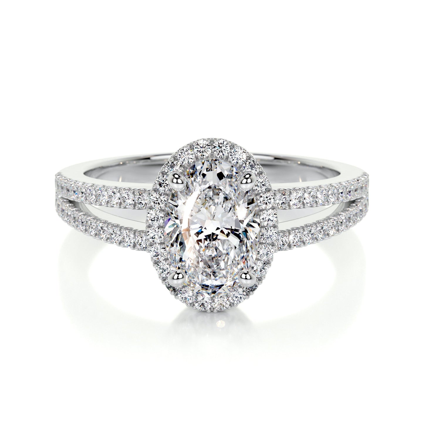 0.90 CT Oval Halo CVD H/SI1 Diamond Engagement Ring