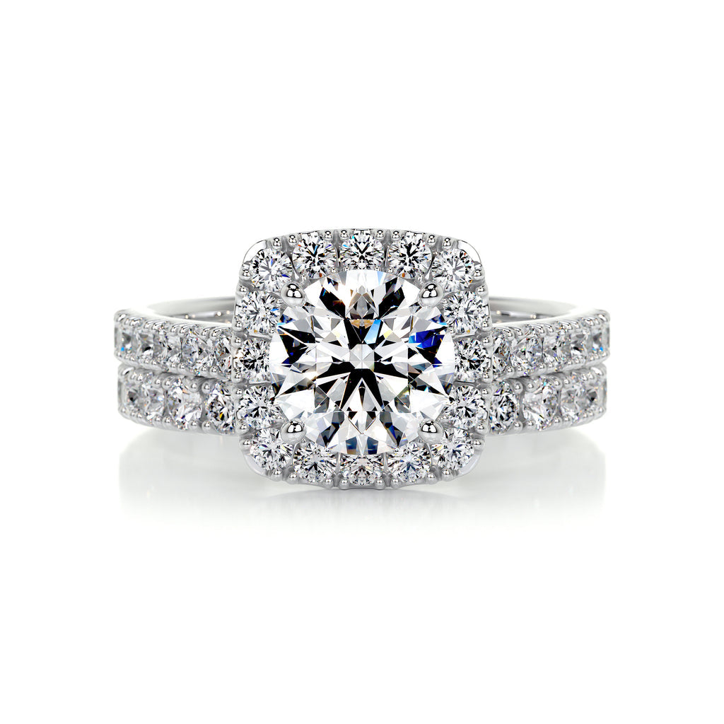 1.50 CT Round Halo CVD F/VS Diamond Bridal Ring Set