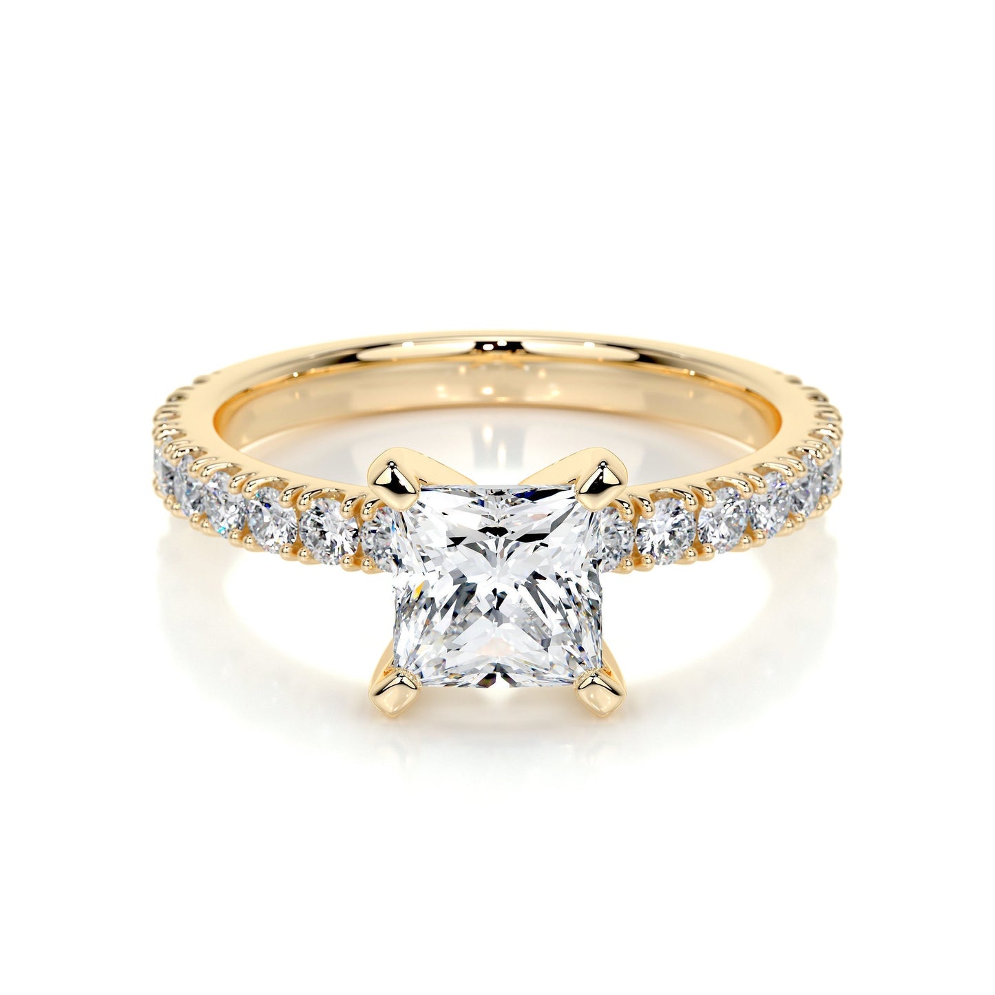 1.0 CT Princess Solitaire CVD D/VS1 Diamond Engagement Ring