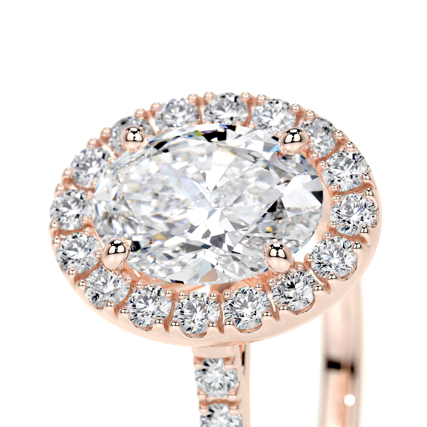 1.0 CT Oval Halo CVD F/VS2 Diamond Engagement Ring