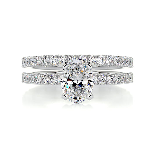 1.0 CT Oval Solitaire CVD F/VS Diamond Bridal Ring Set