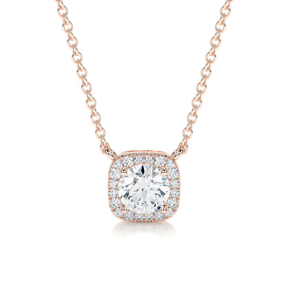 1.0 CT Round Halo CVD F/VS Diamond Necklace