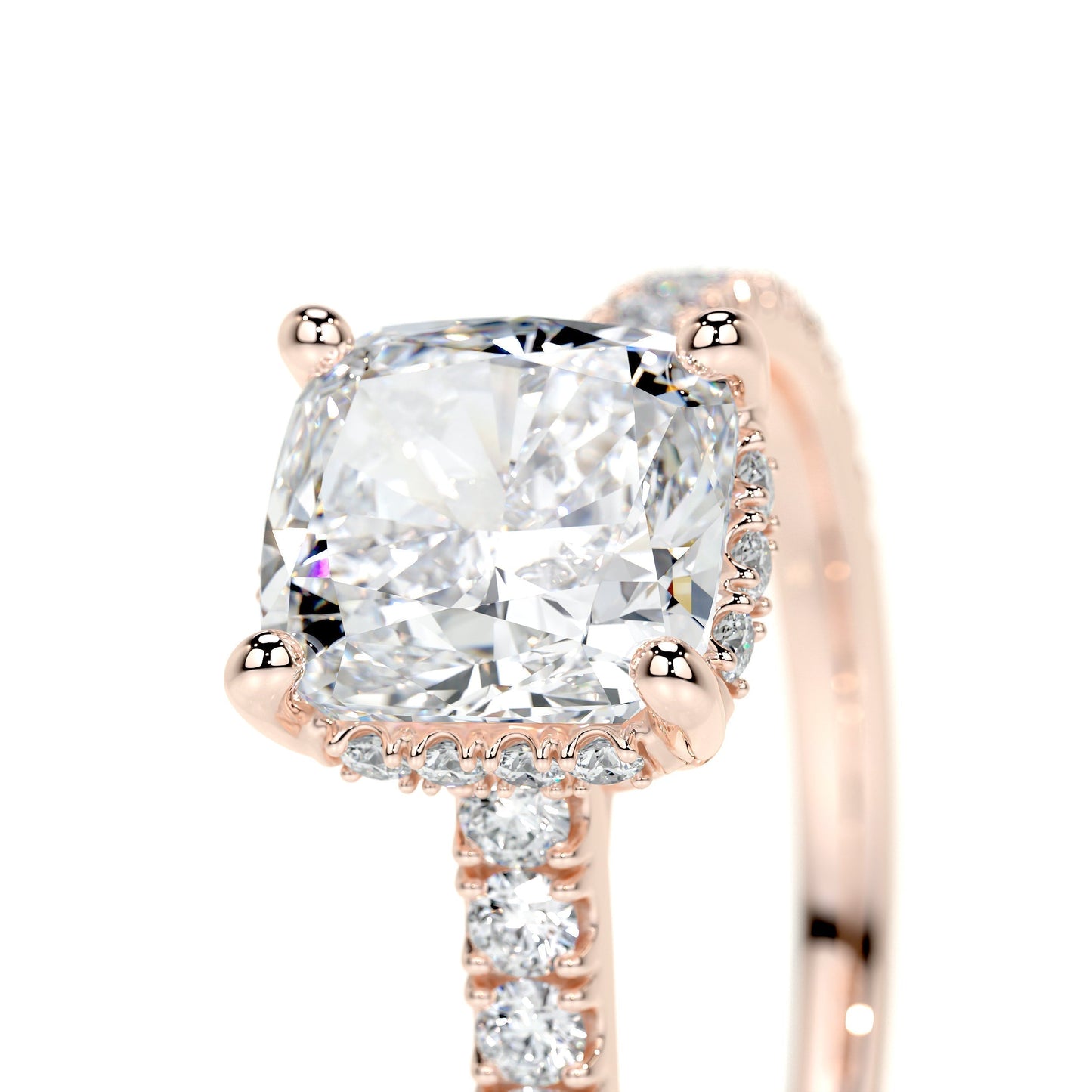 1.50 CT Cushion Hidden Halo CVD E/VS2 Diamond Engagement Ring