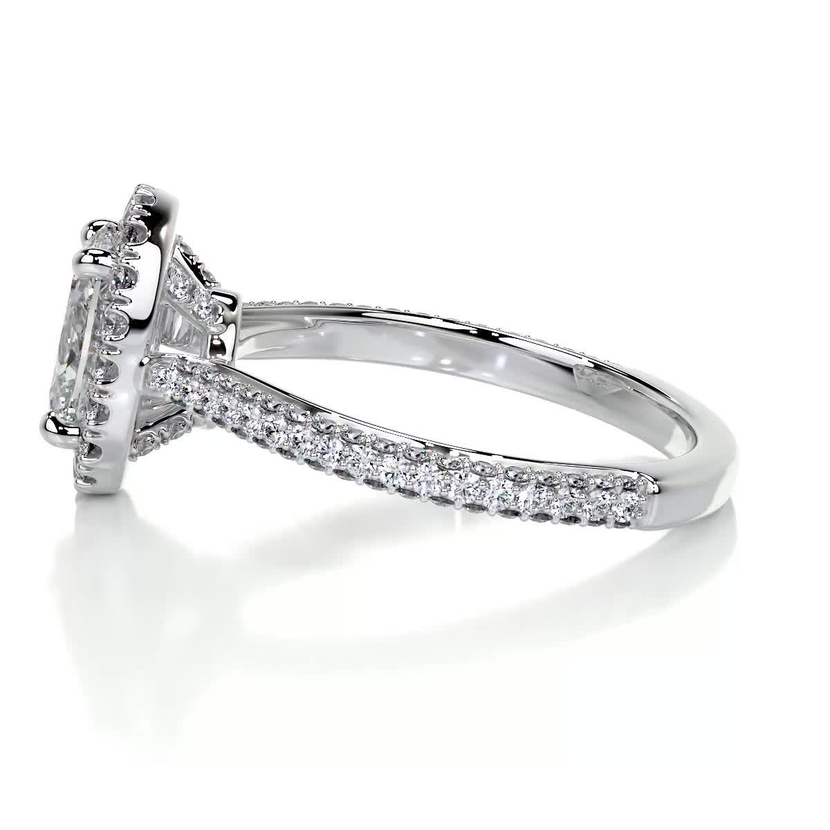 1.50 CT Oval Halo CVD F/VS2 Diamond Engagement Ring