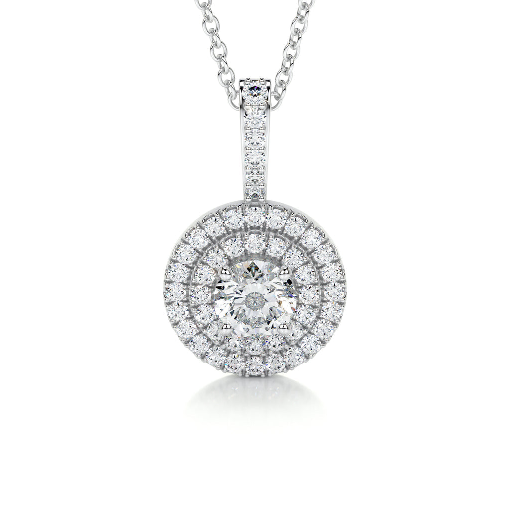 0.50 CT Round Double Halo CVD F/VS Diamond Necklace