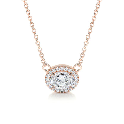 1.0 CT Oval Halo CVD F/VS Diamond Necklace