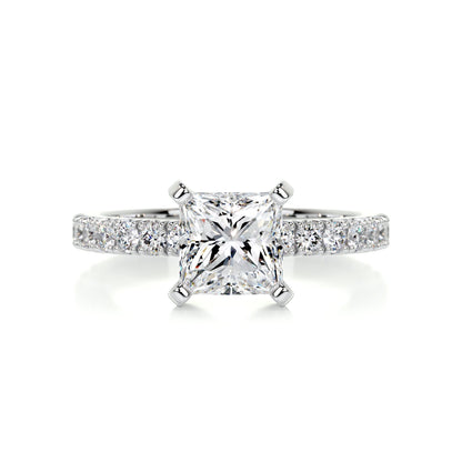 1.5 ct Princess G- VS2 Diamond Pave Moissanite Engagement Ring