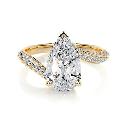 2.0 CT Pear Bypass CVD E/VS2 Diamond Engagement Ring