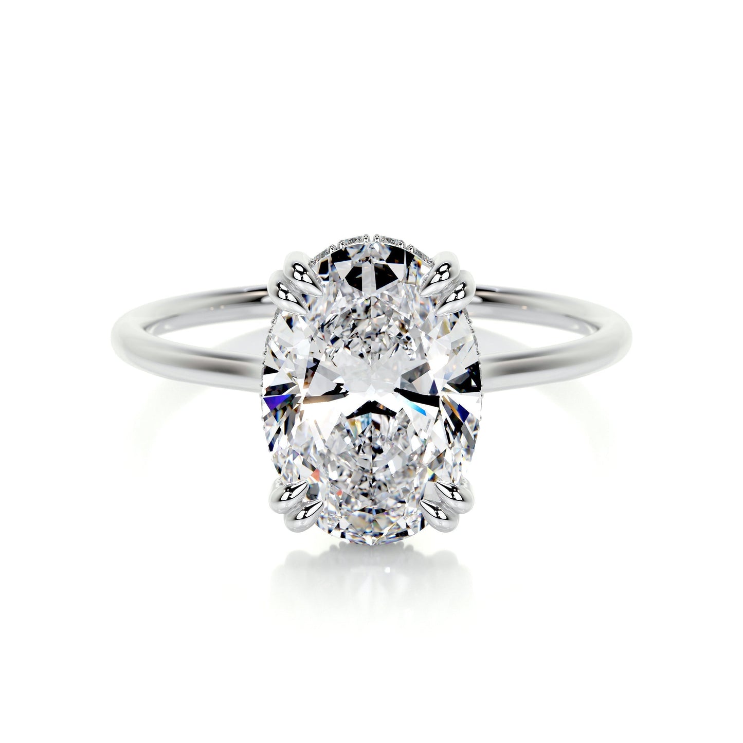 3.0 CT Oval Hidden Halo CVD E/SI1 Diamond Engagement Ring