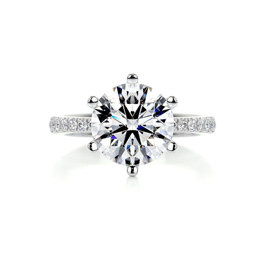 3 ct Round G- VS2 Diamond Halo Moissanite Engagement Ring