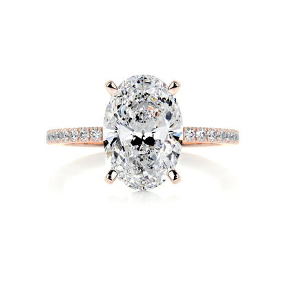 3 ct Oval F- VS2 Diamond Halo Moissanite Engagement Ring