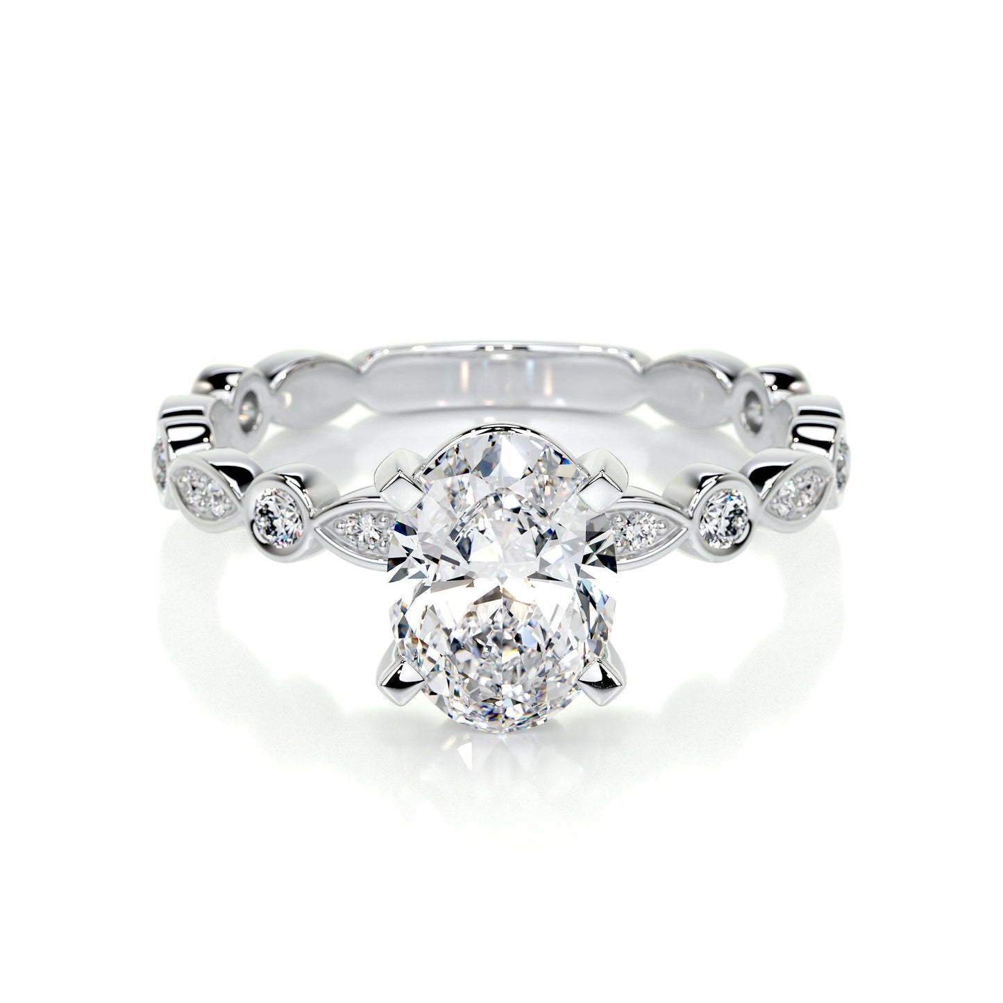 2.0 CT Oval Solitaire CVD F/SI1 Diamond Engagement Ring