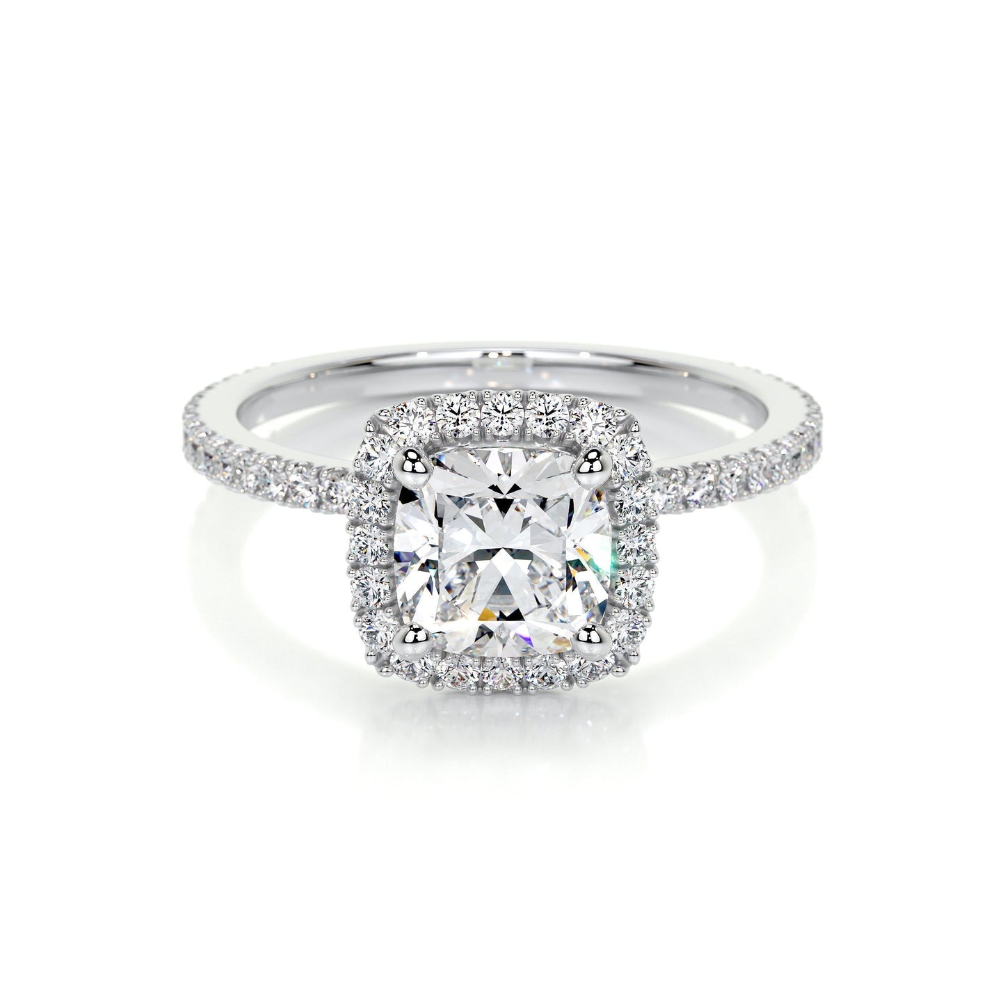 1.0 CT Cushion Halo CVD E/VS2 Diamond Engagement Ring