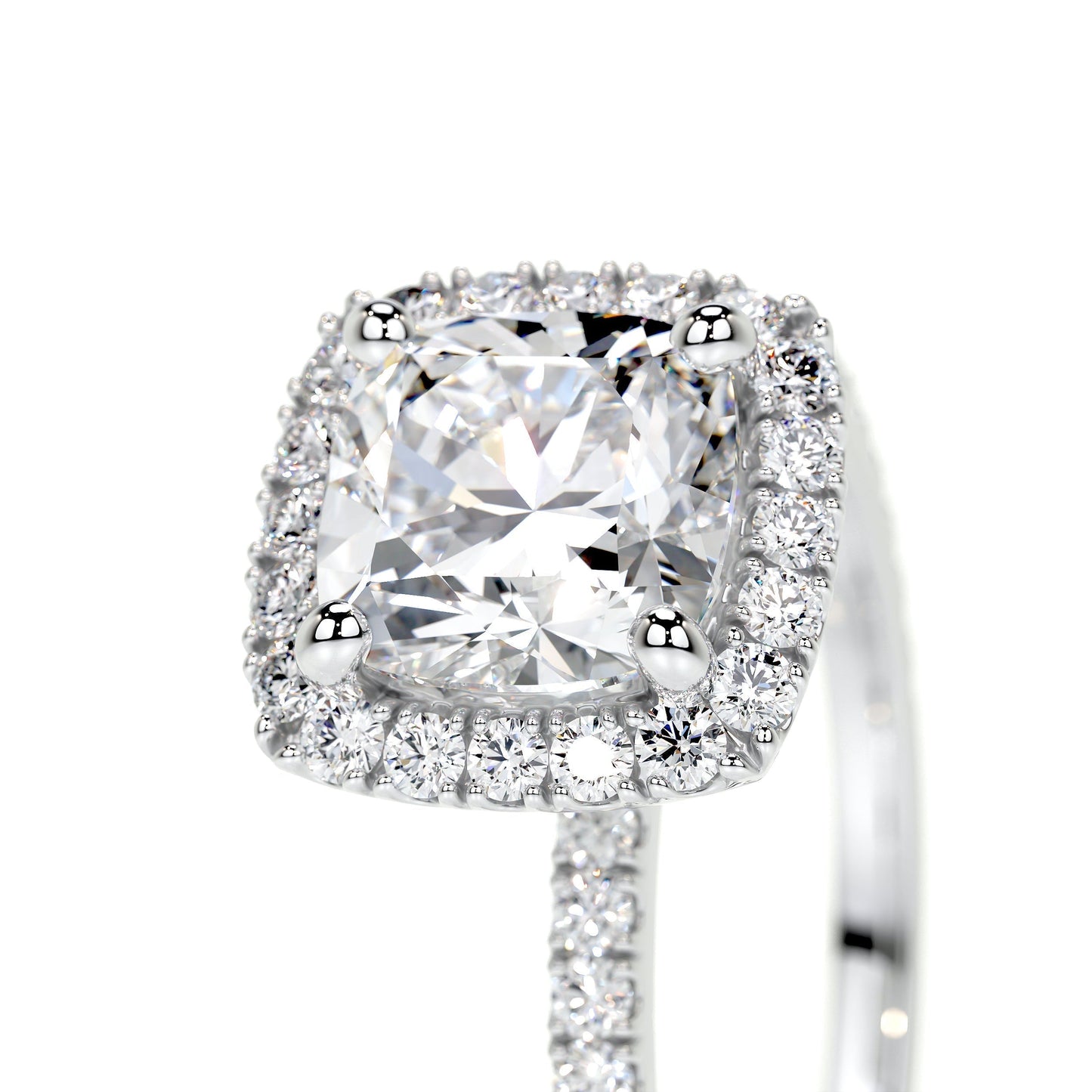 1.0 CT Cushion Halo CVD E/VS2 Diamond Engagement Ring