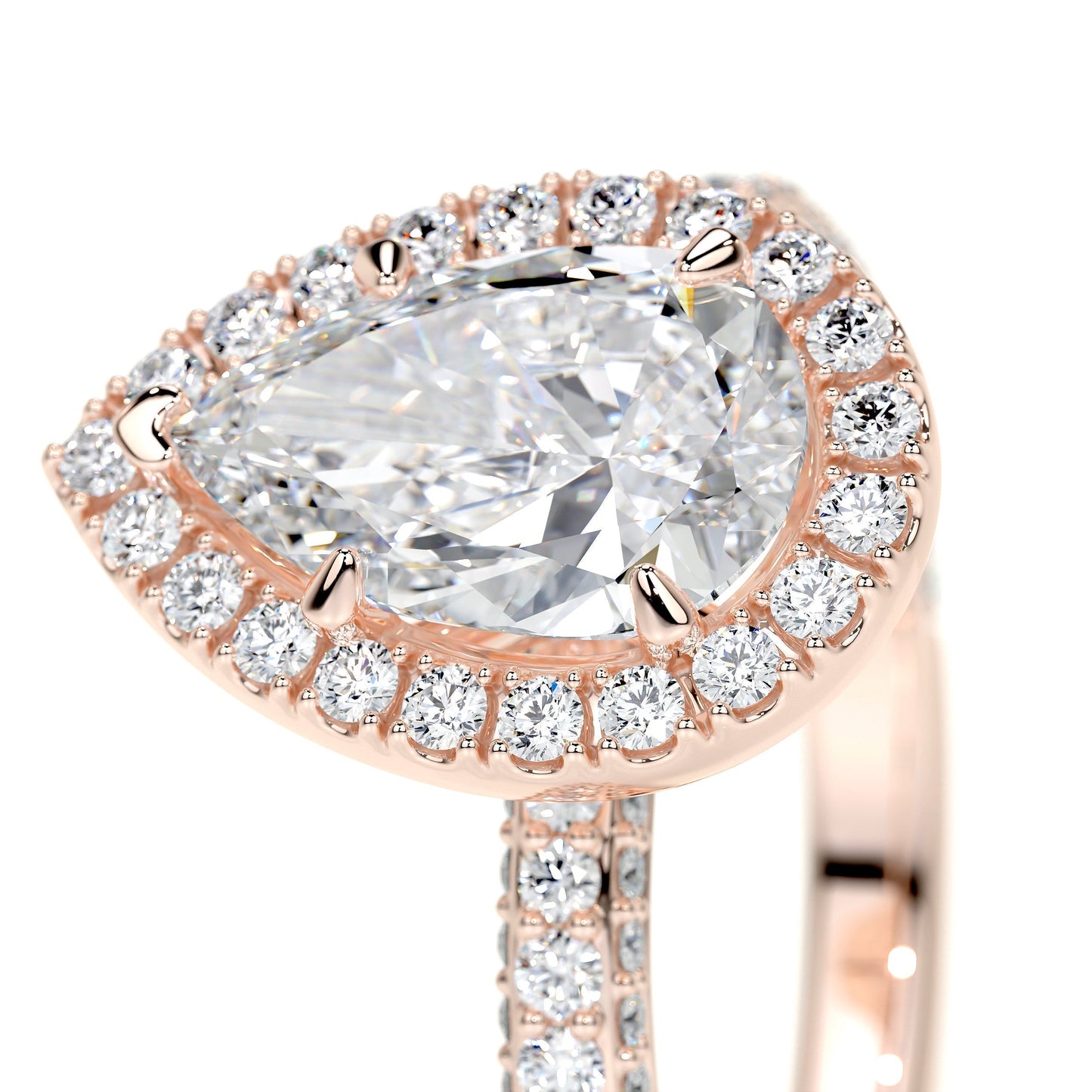 2.0 CT Pear Halo CVD F/VS2 Diamond Engagement Ring