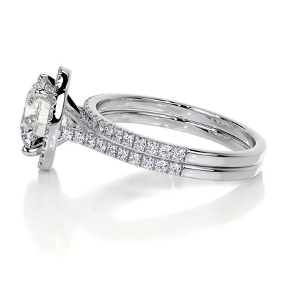 2.0 CT Round Halo CVD F/VS Diamond Bridal Set