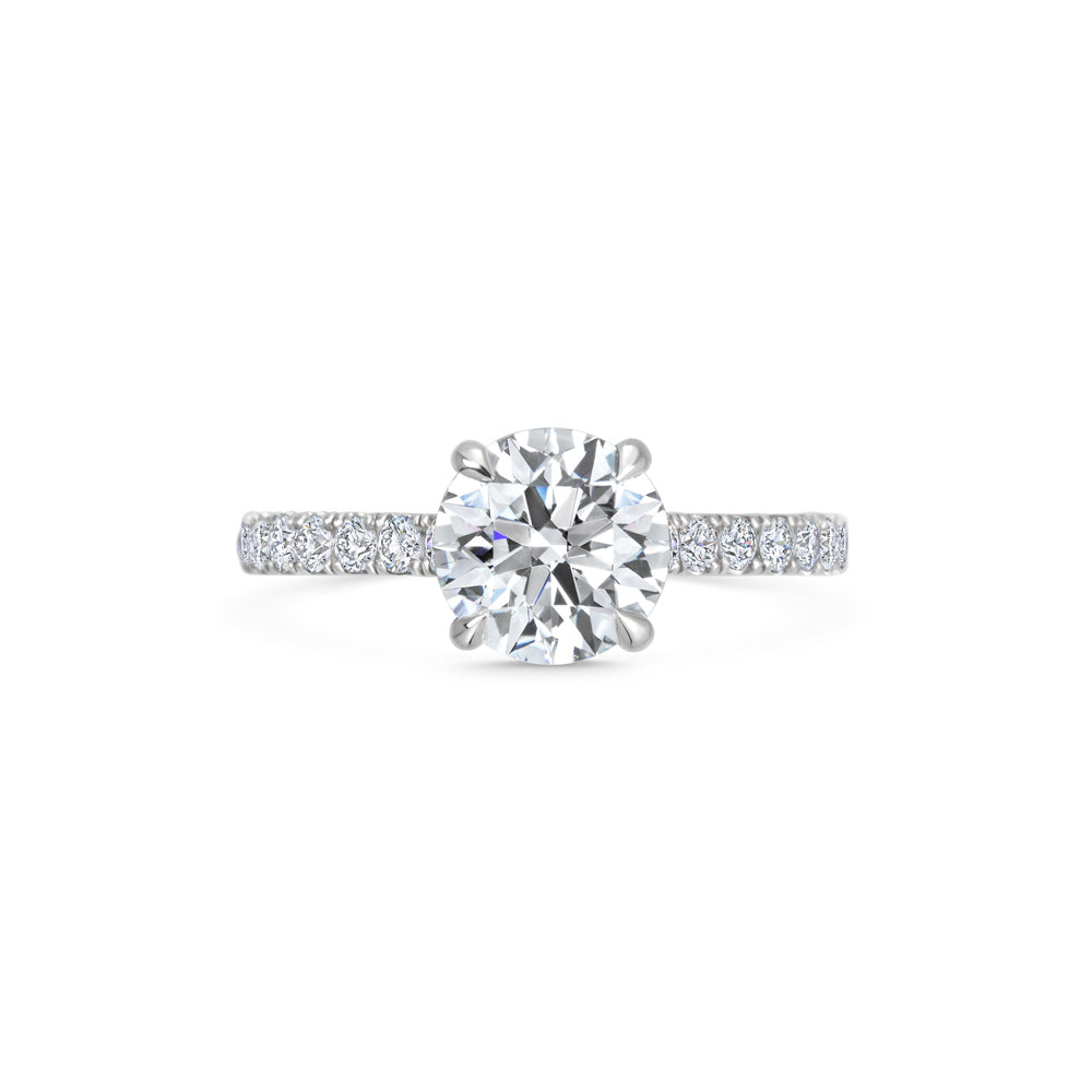 1.5 ct Round F- VVS1 Diamond Pave Moissanite Engagement Ring