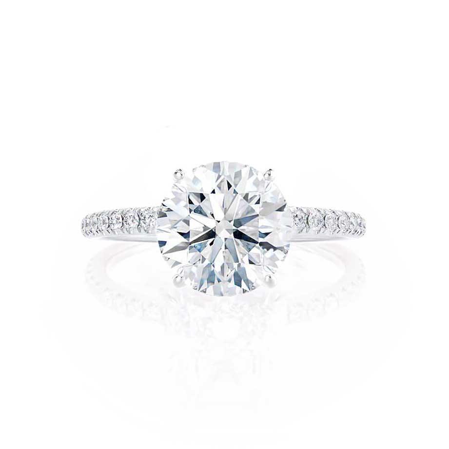 1.00 CT Round Pave Setting CVD E/VVS1 Diamond Engagement Ring